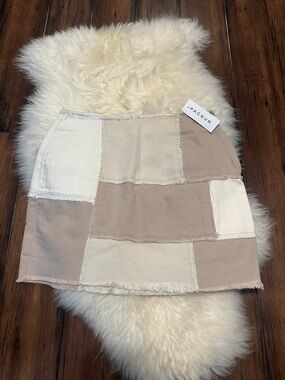 PacSun Neutral Patchwork Mini Skirt - Cream & Beige